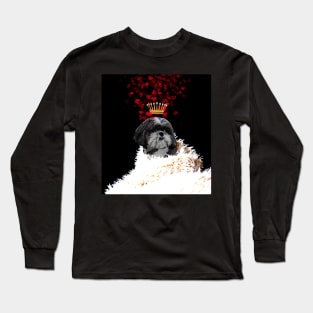 Shi Tzu with a crown of hearts, puppy love Long Sleeve T-Shirt